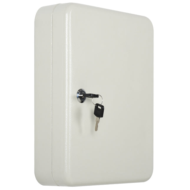 Lockable steel key cabinet, 93 hooks, cream white, 30x24x7.5 cm