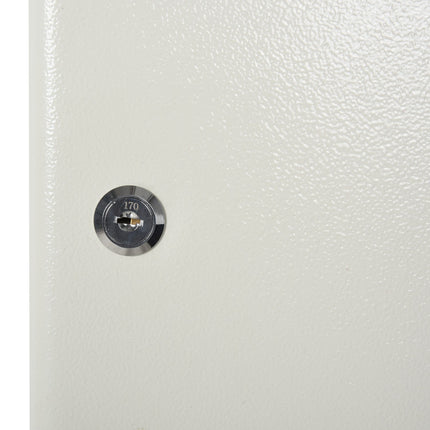 Lockable steel key cabinet, 93 hooks, cream white, 30x24x7.5 cm