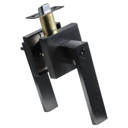 Keyed Entry Door Lever Handle, Black, Reversible, 2 Keys