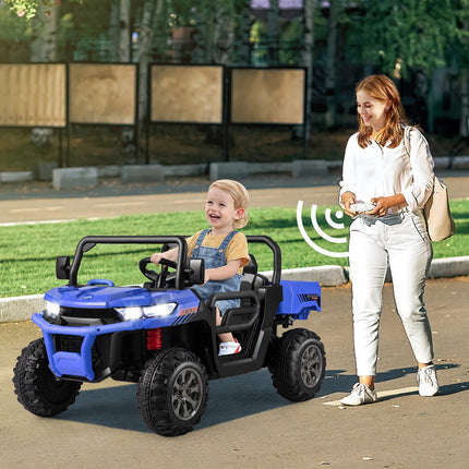 Kids 12V Ride-On Dump Truck, 2-Seater, Remote, Blue