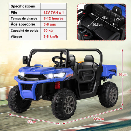 Kids 12V Ride-On Dump Truck, 2-Seater, Remote, Blue