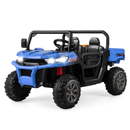 Kids 12V Ride-On Dump Truck, 2-Seater, Remote, Blue