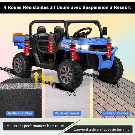 Kids 12V Ride-On Dump Truck, 2-Seater, Remote, Blue