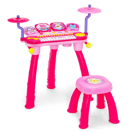 Kids 24-Key Keyboard Drum Set With Mic, MP3, Stool