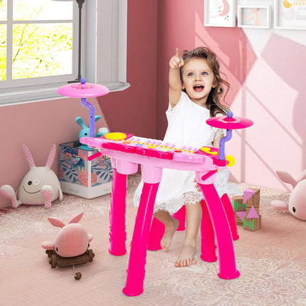 Kids 24-Key Keyboard Drum Set With Mic, MP3, Stool