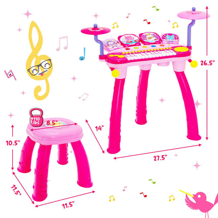 Kids 24-Key Keyboard Drum Set With Mic, MP3, Stool