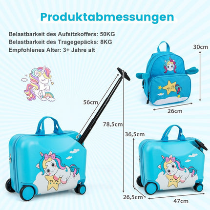 Kids' 2-Piece Luggage Set – Ride-On Suitcase & Backpack