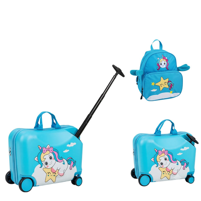 Kids' 2-Piece Luggage Set – Ride-On Suitcase & Backpack