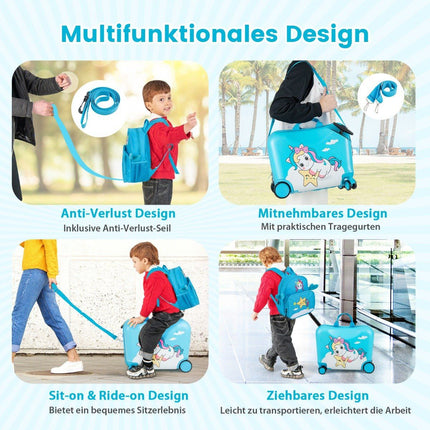 Kids' 2-Piece Luggage Set – Ride-On Suitcase & Backpack