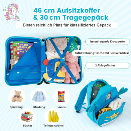 Kids' 2-Piece Luggage Set – Ride-On Suitcase & Backpack