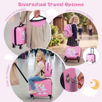 Kids 2-Piece Ride-On Carry-On Luggage Set, Backpack