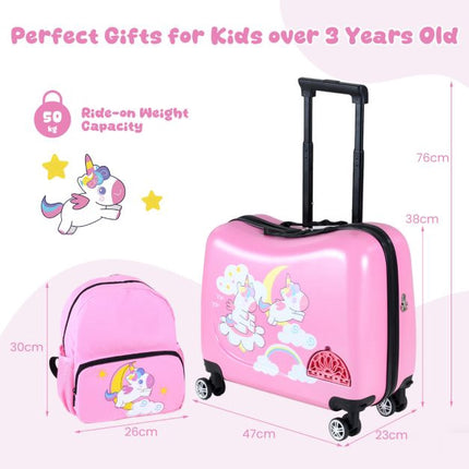 Kids 2-Piece Ride-On Carry-On Luggage Set, Backpack