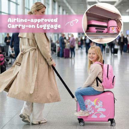 Kids 2-Piece Ride-On Carry-On Luggage Set, Backpack