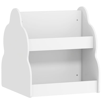 Kids' 2-Tier Bookshelf with Wheels, 4 Shelves, White