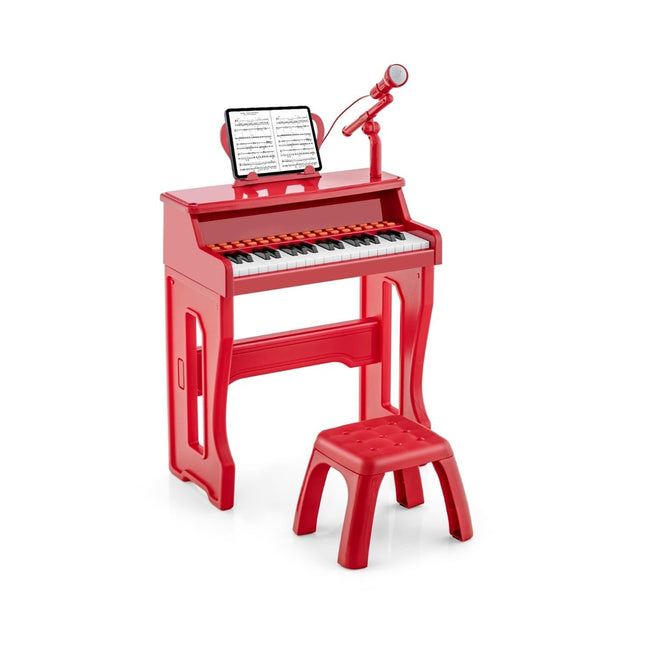 Kids' 37-Key Keyboard Set with Mic & Stool, Red
