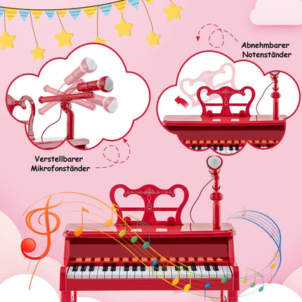 Kids' 37-Key Keyboard Set with Mic & Stool, Red