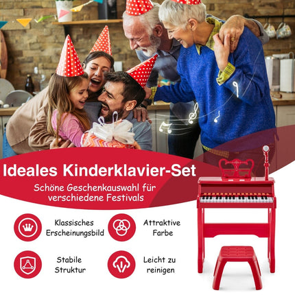 Kids' 37-Key Keyboard Set with Mic & Stool, Red