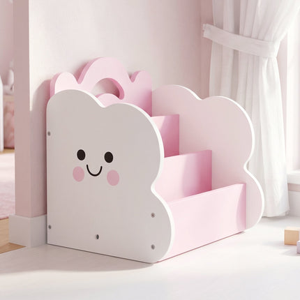 Kids 3-In-1 Toy Storage Shelf, Bookshelf Nightstand, Pink