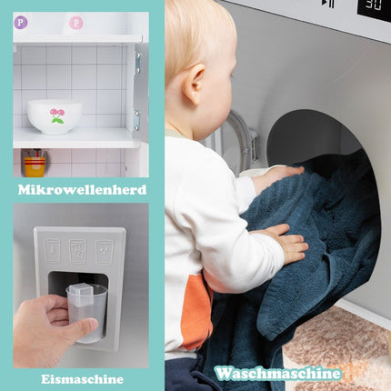 Kids 3-in-1 Play Kitchen Set with Fridge & Washer