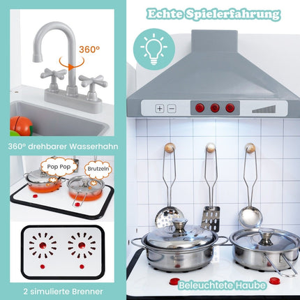 Kids 3-in-1 Play Kitchen Set with Fridge & Washer