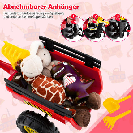 Kids 3-in-1 Ride-On Bulldozer with Trailer & Scoop