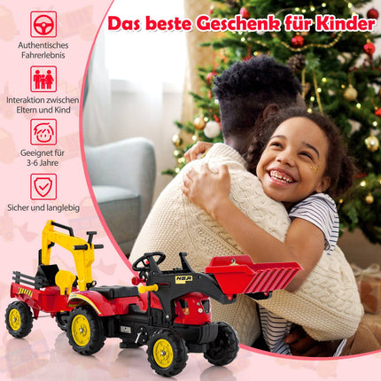 Kids 3-in-1 Ride-On Bulldozer with Trailer & Scoop