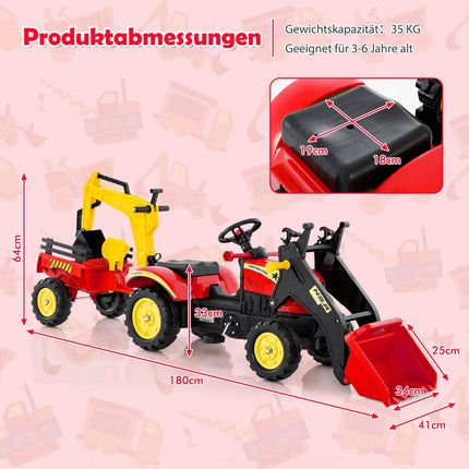 Kids 3-in-1 Ride-On Bulldozer with Trailer & Scoop
