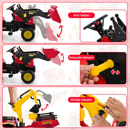 Kids 3-in-1 Ride-On Bulldozer with Trailer & Scoop