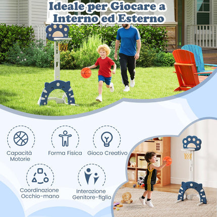 Kids 3-in-1 Sports Center, Adjustable Basketball Hoop