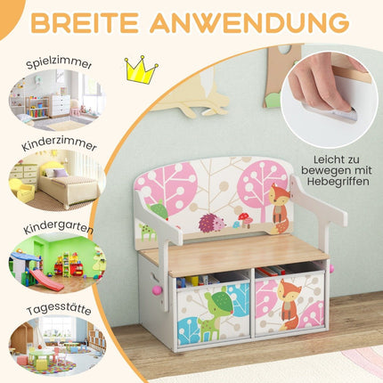 Kids 3-in-1 Table & Chair Set with Storage Bins, White