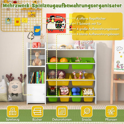 Kids' 4-Tier Toy Storage Shelf with 8 Bins, 2 Shelves