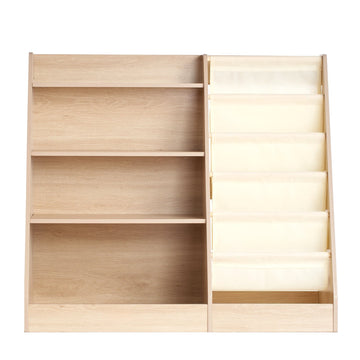 Kids 4-Tier Wooden Sling Bookshelf, 10 Compartments