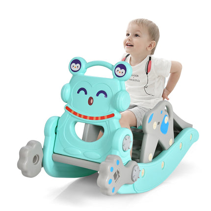 Kids 4-in-1 Rocking Horse Slide Set, Basketball, Rings
