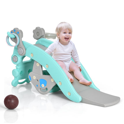 Kids 4-in-1 Rocking Horse Slide Set, Basketball, Rings