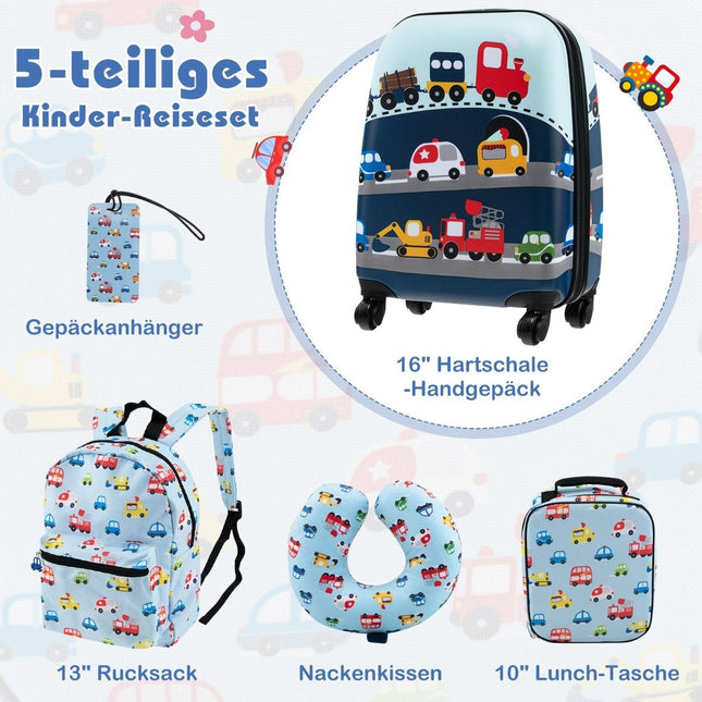 Kids' 5-Piece Luggage Set: 16"" Suitcase, Backpack, Blue