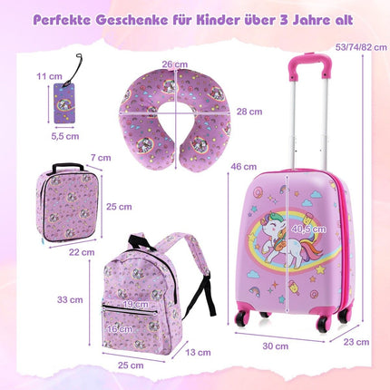 Kids' 5-Piece Luggage Set: 16"" Suitcase, Backpack, Pink