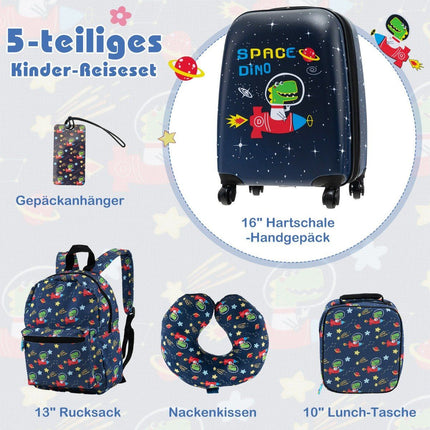 Kids' 5-Piece Luggage Set with 16"" Suitcase & Backpack