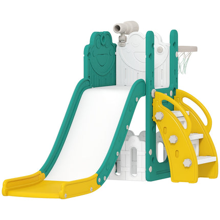 Kids' 5-in-1 Slide Set with Telescope & Basketball Hoop