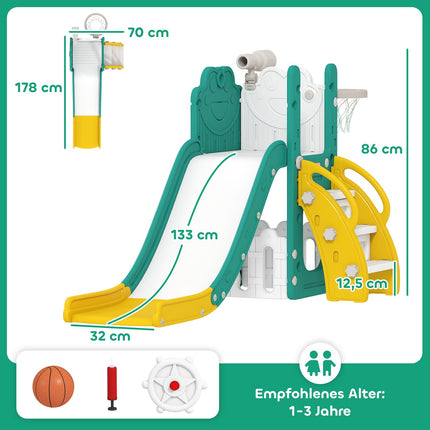 Kids' 5-in-1 Slide Set with Telescope & Basketball Hoop