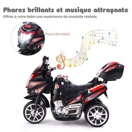 Kids 6V Electric Motorcycle, 3-Wheel, Music, LED