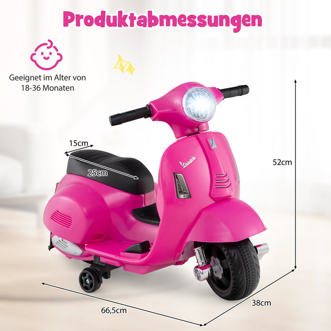 Kids' 6V Electric Motorcycle with LED Headlight, Pink