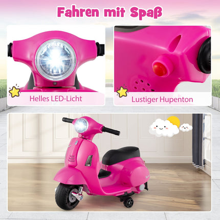 Kids' 6V Electric Motorcycle with LED Headlight, Pink