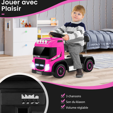 Kids 6V Electric Ride-On Truck, Adjustable Seat, Pink