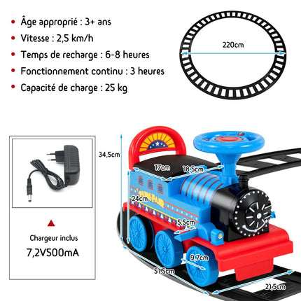 Kids 6V Ride-On Train With 16-Piece Track, Lights, Music
