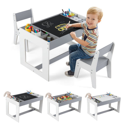 Kids Activity Table Set with 2 Chairs, Double-Sided Top