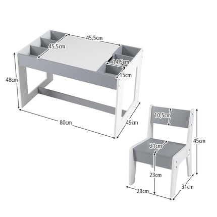 Kids Activity Table Set with 2 Chairs, Double-Sided Top