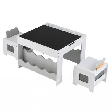 Kids Activity Table and Chairs Set with Storage, Gray