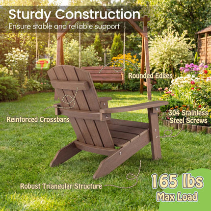 Kids Adirondack Chair, All-Weather HIPS, High Back, Brown