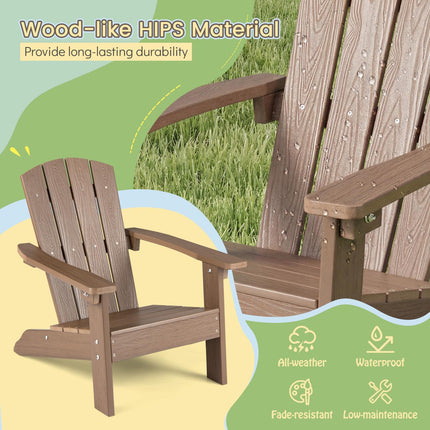 Kids Adirondack Chair, All-Weather HIPS, High Back, Brown