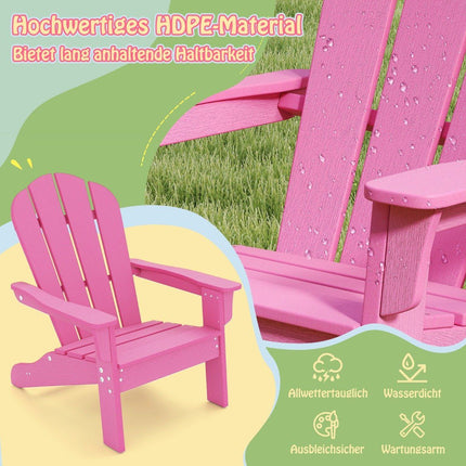 Kids Adirondack Chair, HDPE, Ergonomic Backrest, Pink